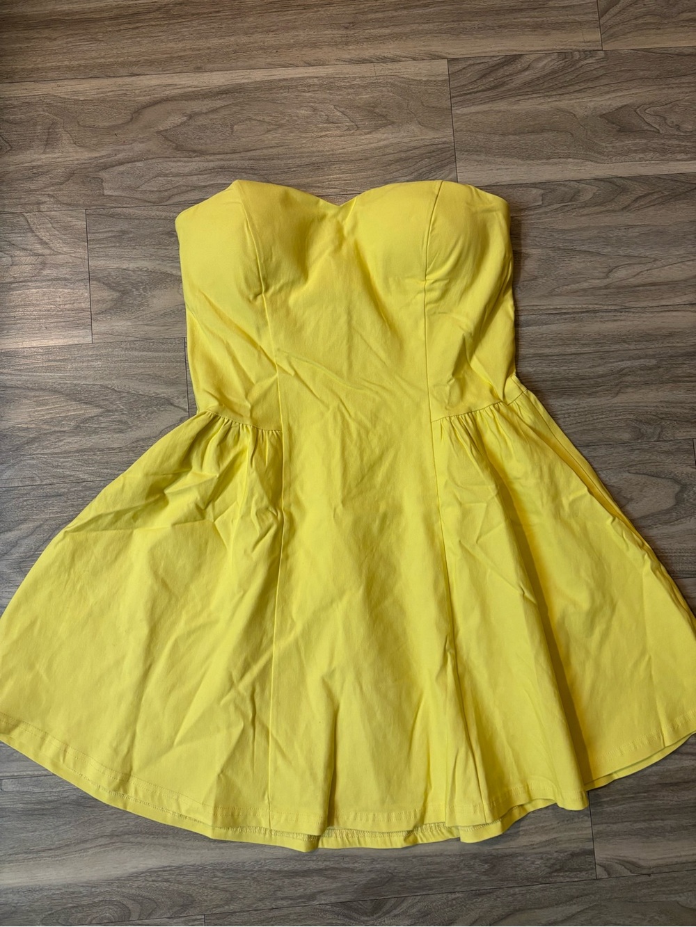Strapless Yellow Fit-and-Flare Dress